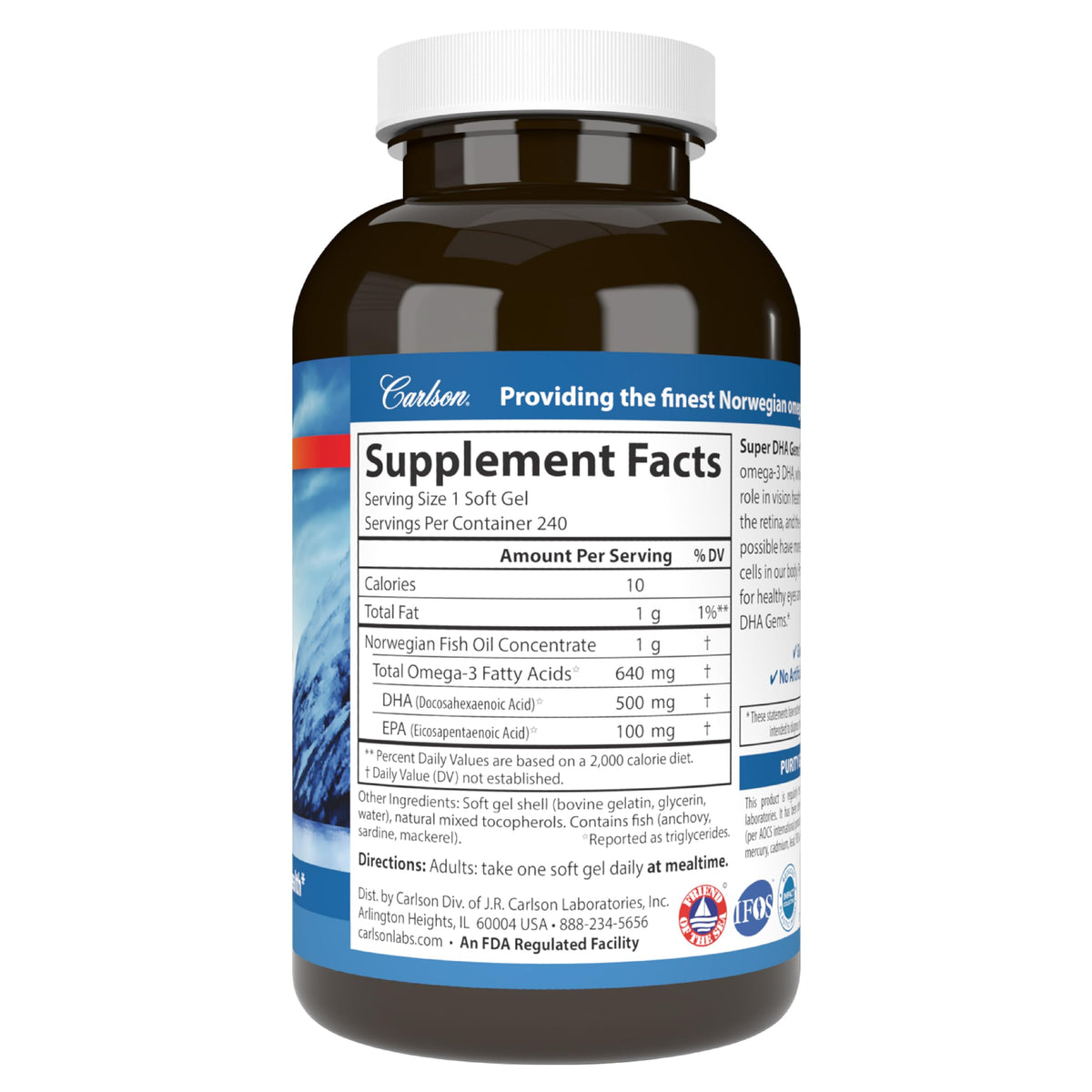 DHA Supplements 500 mg 240 Softgels V7037