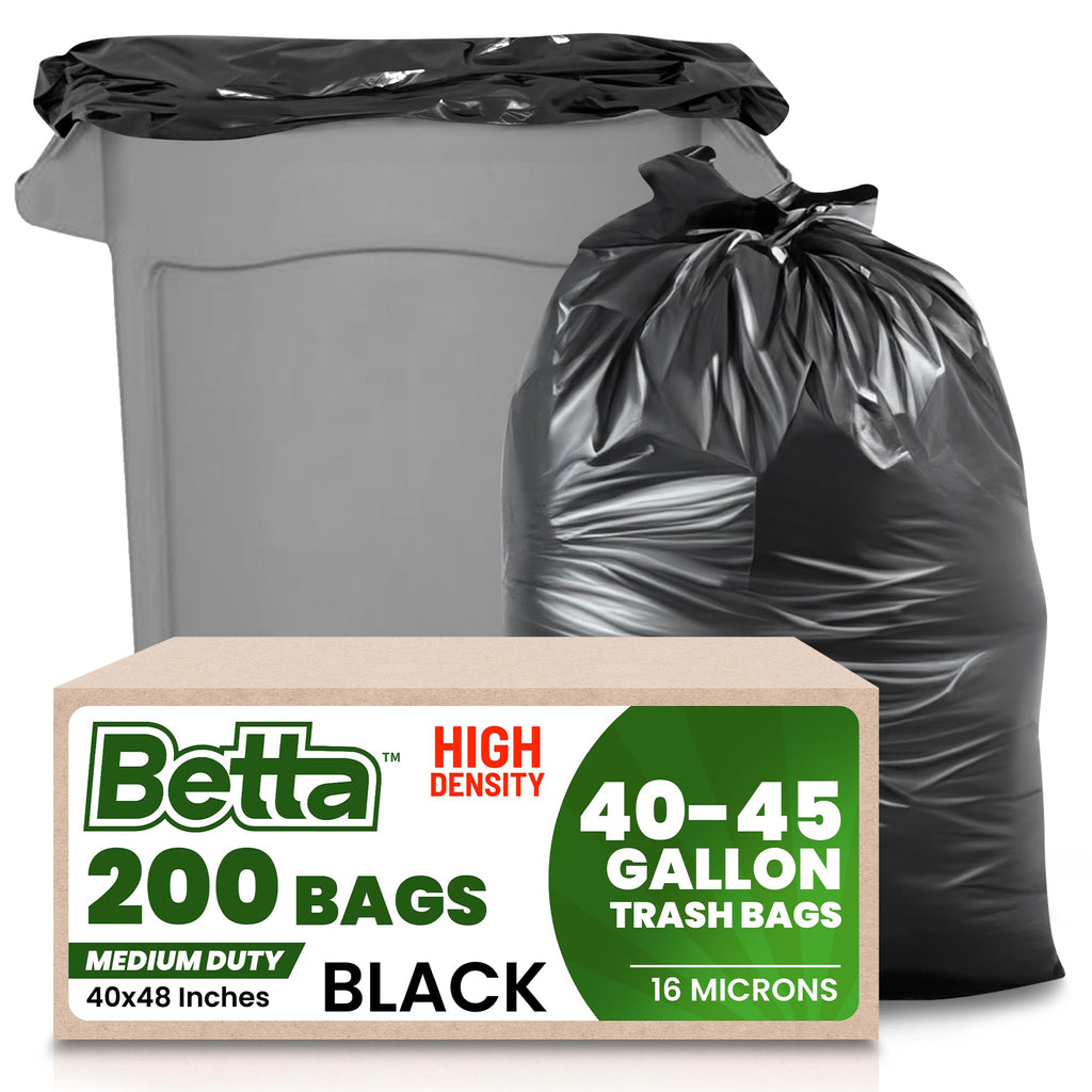 Black 40-45 Gallon Trash Bags, 200 Count R92190