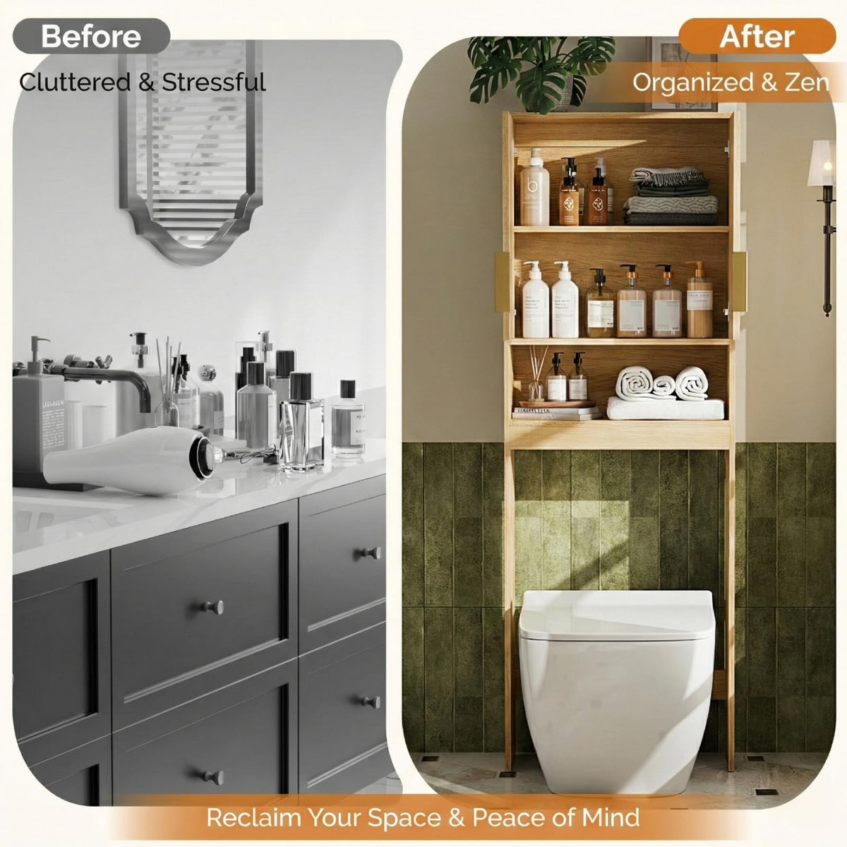 Over The Toilet Storage Cabinet with Adjustable Shelves Z885781