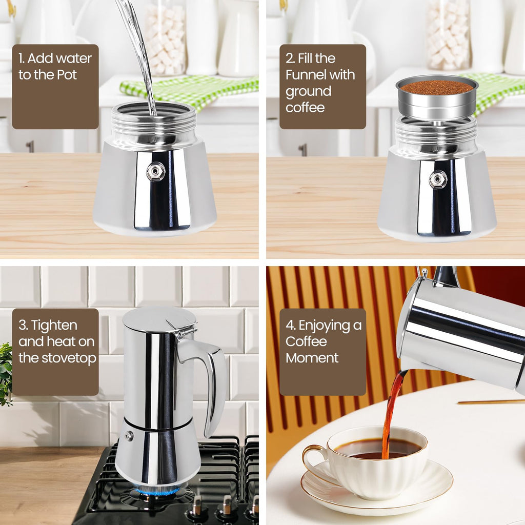 12 Cup 304 Stainless Steel Moka Pot R90237