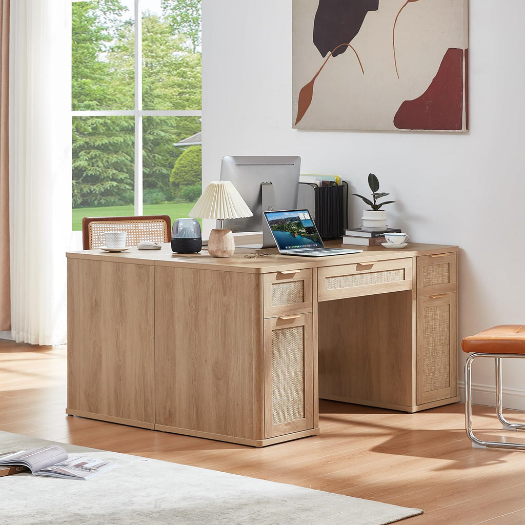 Office Desk with 5 Drawers Storage File Cabinet K348964