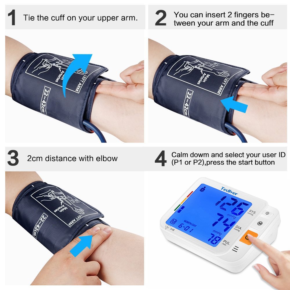 Digital Blood Pressure Monitor, Large Cuff, Upper Arm Blood Pressure Machine D71089