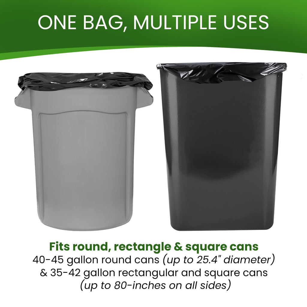 Black 40-45 Gallon Trash Bags, 200 Count R92190