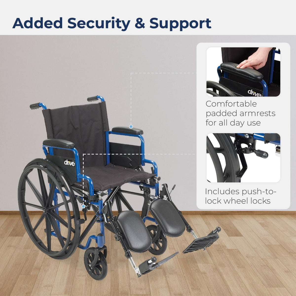 Blue Streak Foldable Wheelchair with Leg Rests O830127