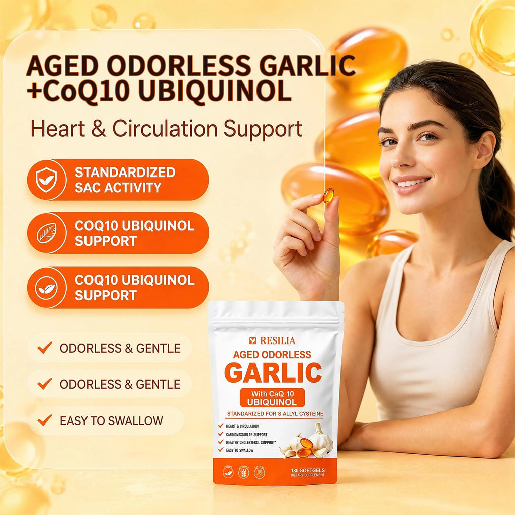 1200mg Odorless Aged Garlic Extract Softgels with CoQ10 O64069