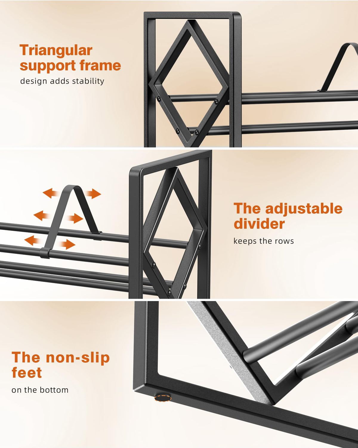 3-Tier CD Storage Metal Display Shelf with Adjustable Divider V9804