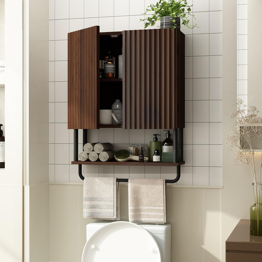 Fluted 2 Doors 3-Tier Bathroom Wall Cabinet G943169