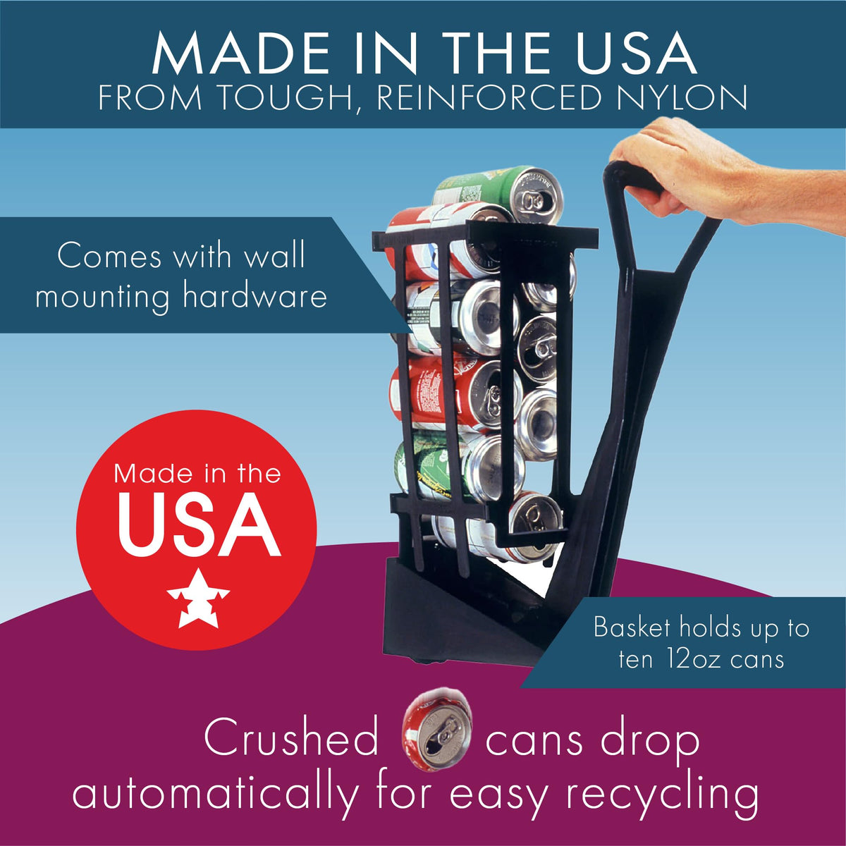 Wall Mounted 12oz Can Crusher D7993