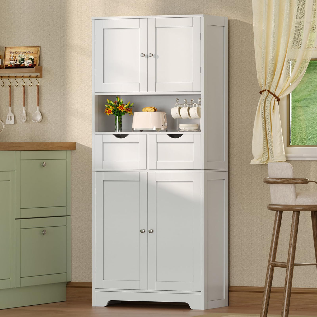 Tall Bathroom Storage Cabinet with 4 Doors L408