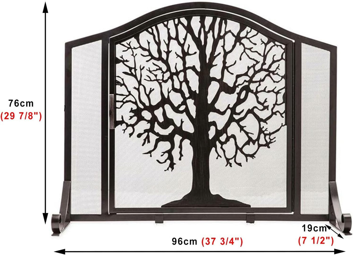 Wrought Iron Fireplace Screen with Locking Doors V68178