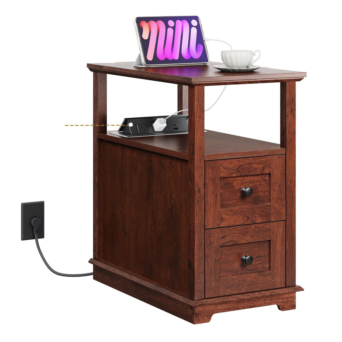 End Table with Charging Station & 2 Drawers M70159
