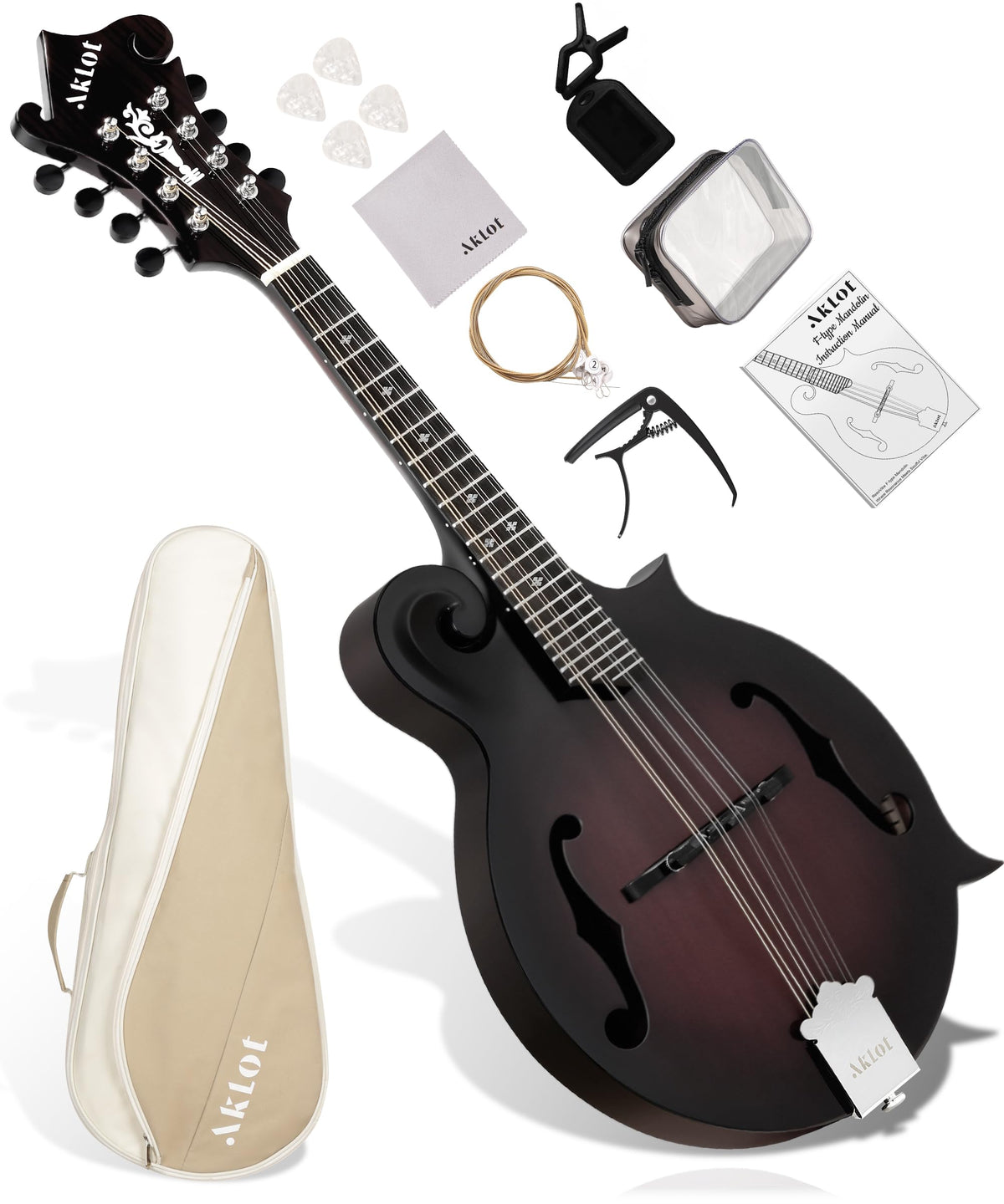 Hand-Carved Mahogany Acoustic Mandolin with Padded Bag X941960