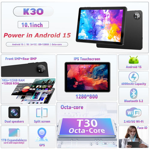 10 inch Android Tablet with 18GB RAM 128GB ROM W250716