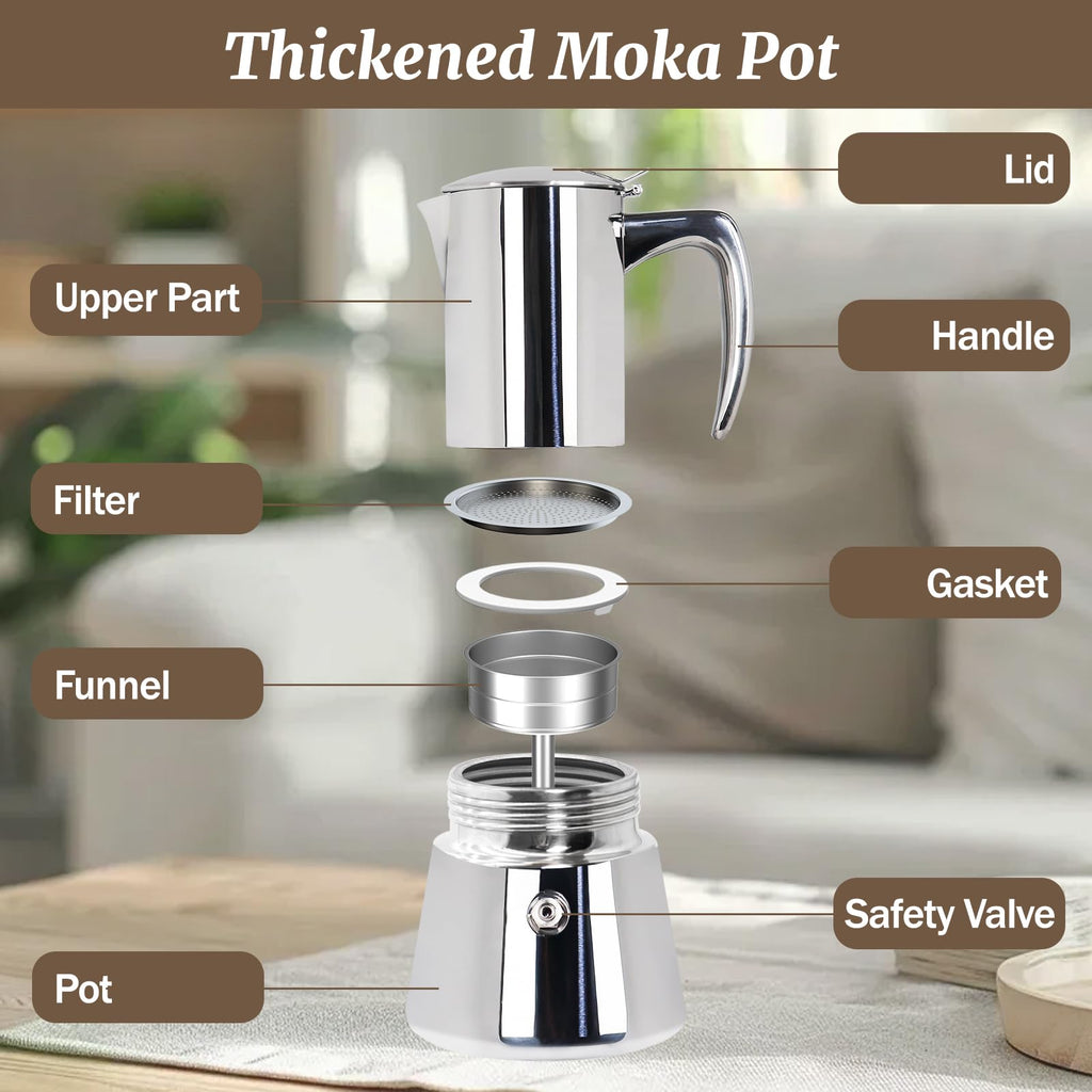 12 Cup 304 Stainless Steel Moka Pot R90237