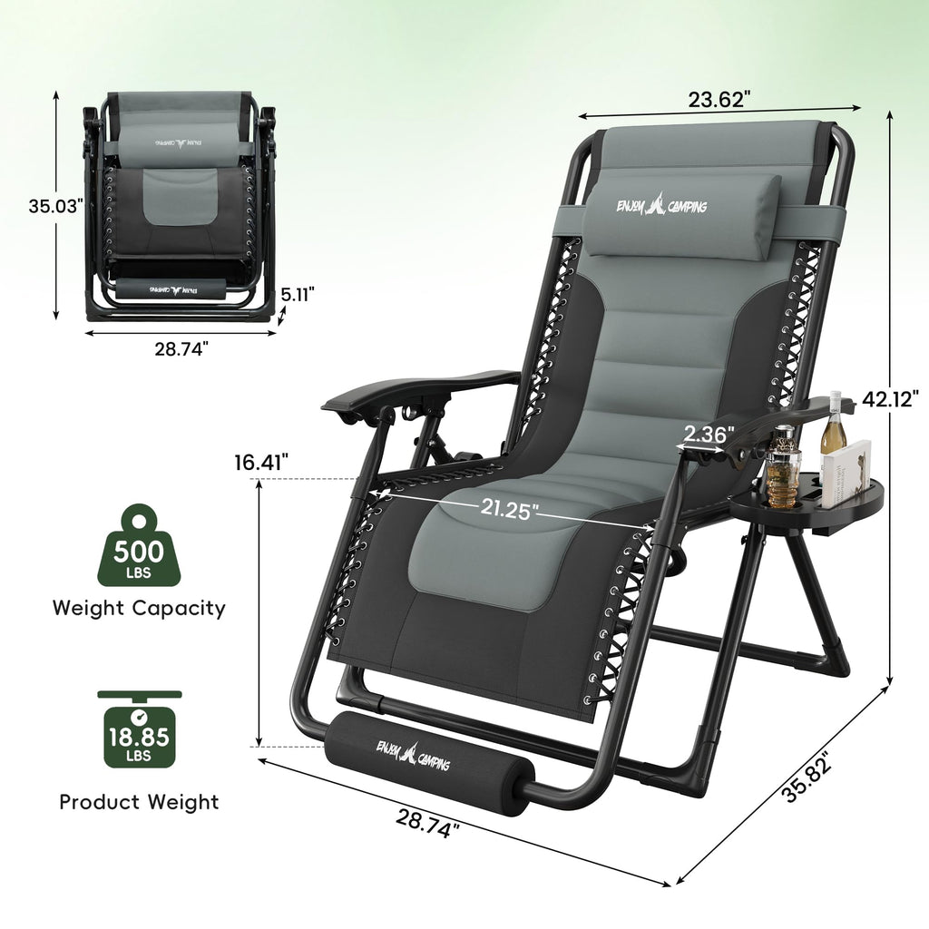 Oversized Padded Zero Gravity Reclining Patio Lounge Chair X52043