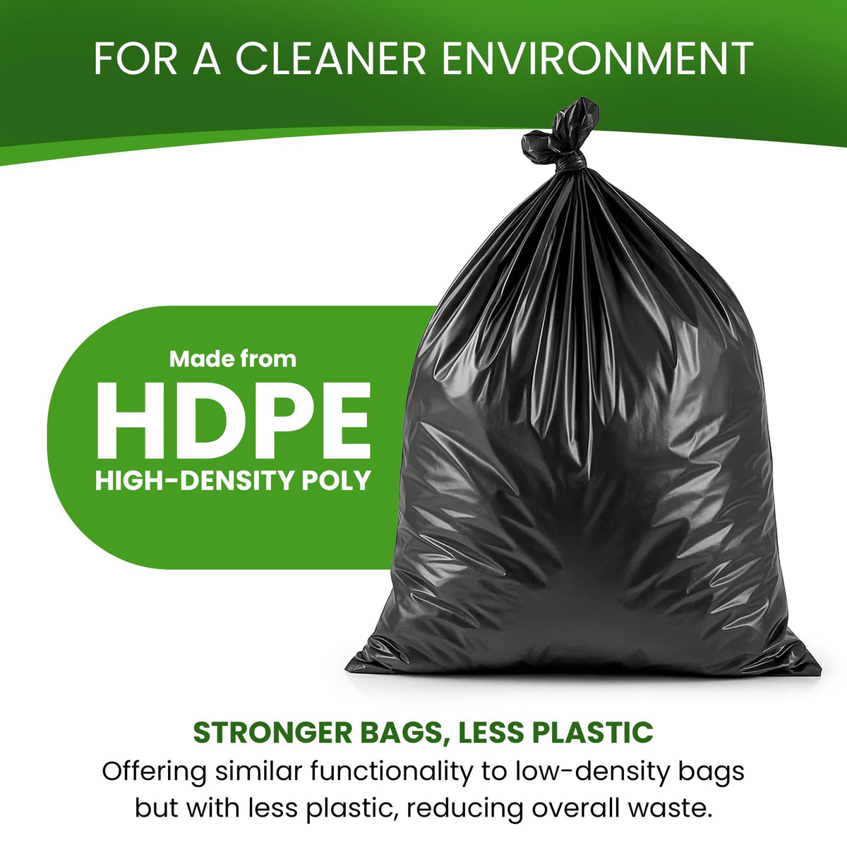 Black 40-45 Gallon Trash Bags, 200 Count R92190
