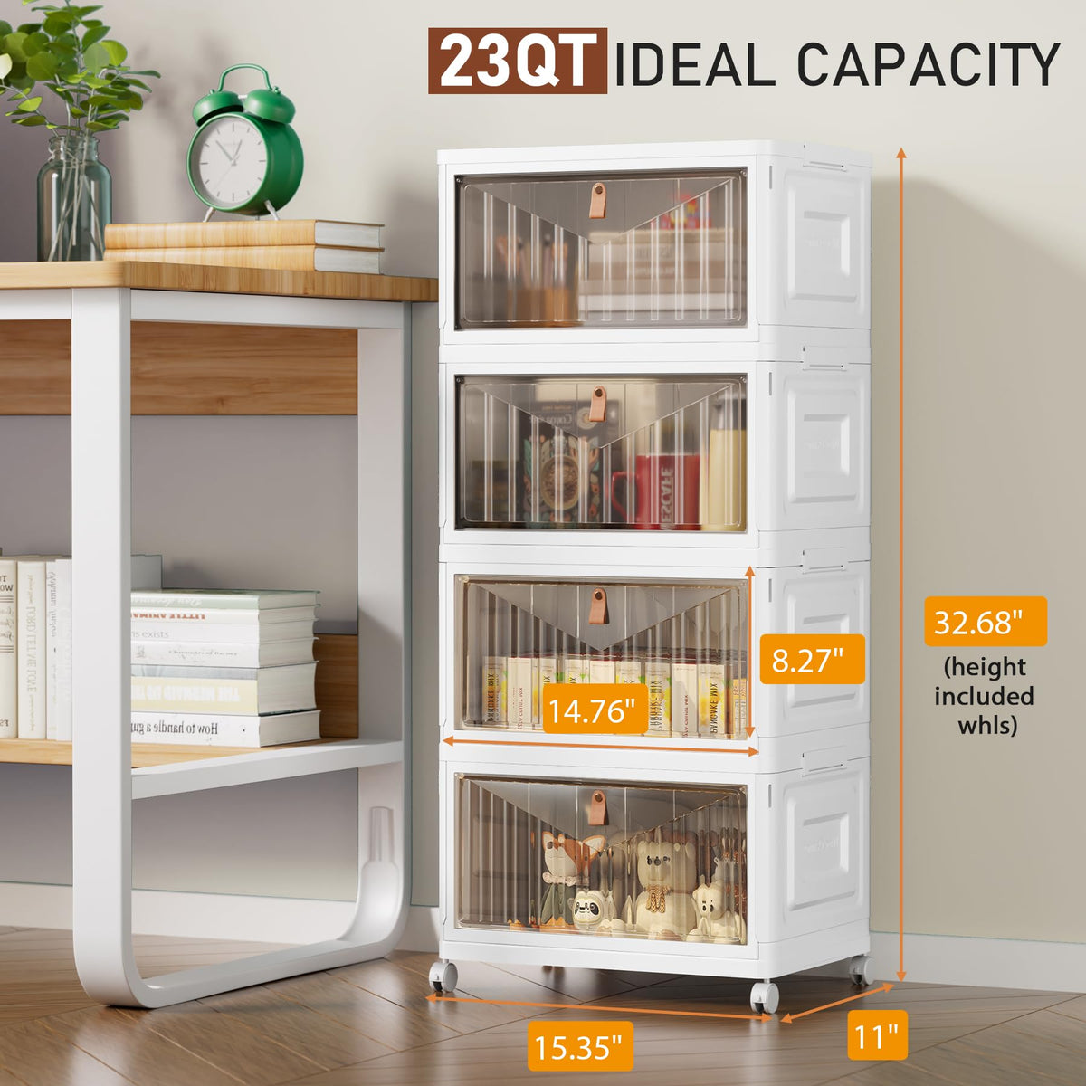 Closet Organizers and Storage with Wheels, 23QT White Y9165