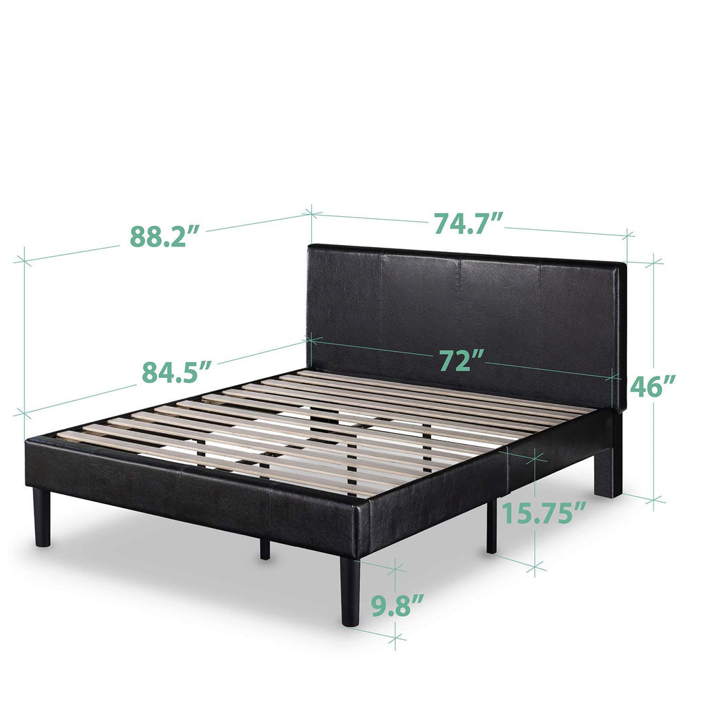 Faux Leather Upholstered Platform Bed Frame California King L24957