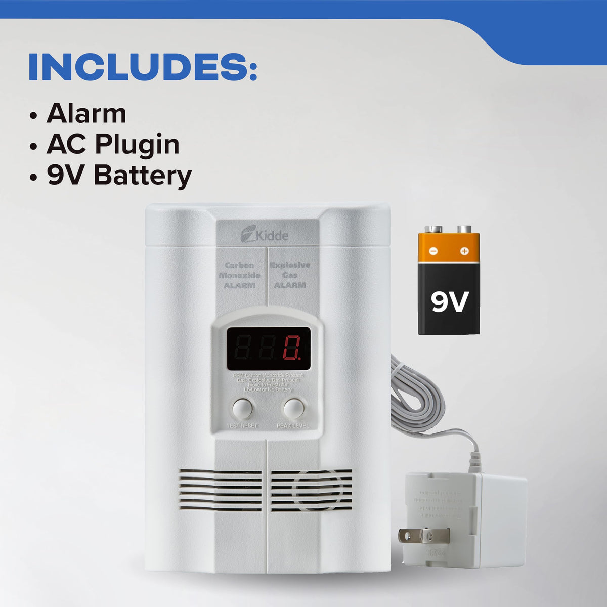 Carbon Monoxide & Explosive Gas Detector, Plug-in with Battery Backup H6087