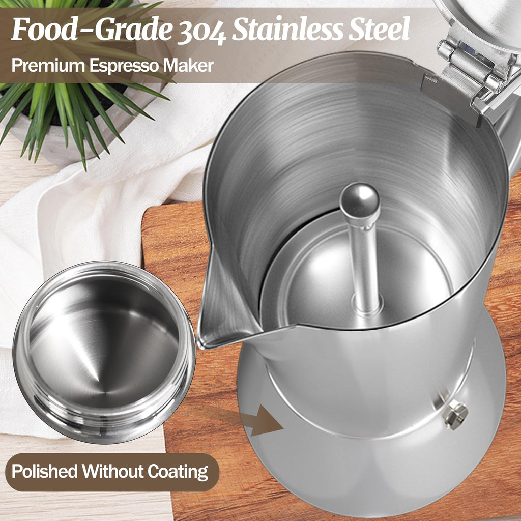 12 Cup 304 Stainless Steel Moka Pot R90237