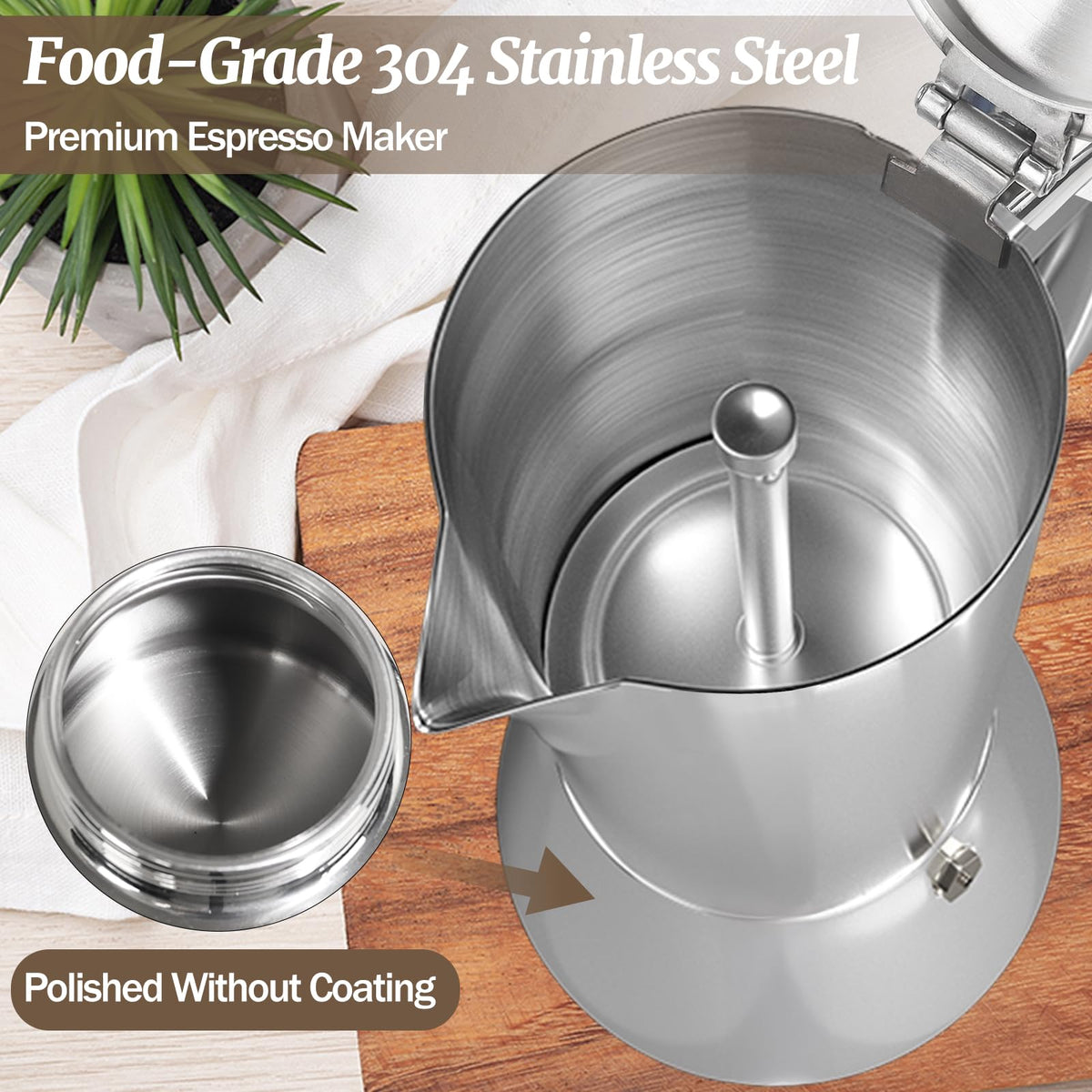 12 Cup 304 Stainless Steel Moka Pot R90237