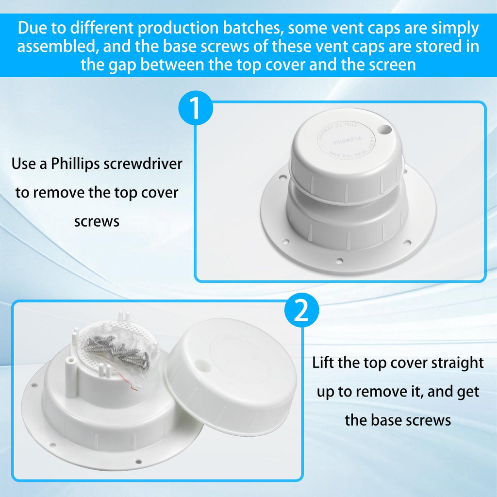 RV Plumbing Vent Cap Fits 1 to 2 3/8 Inch Pipe White 2 Pack K9934