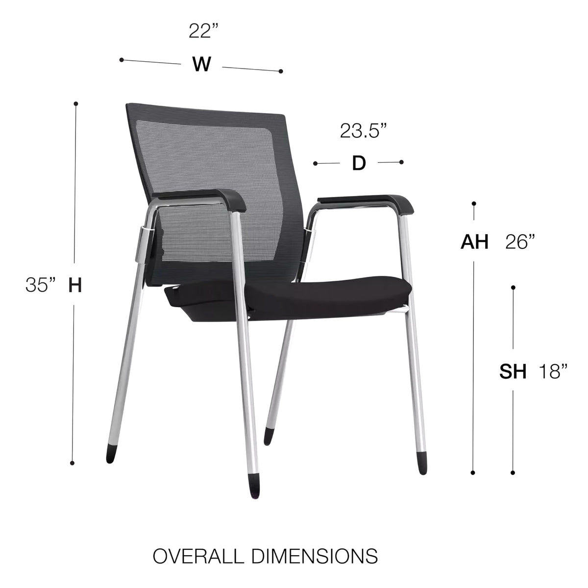 Grey Mesh Stackable Visitor Chair Set of 2 H836