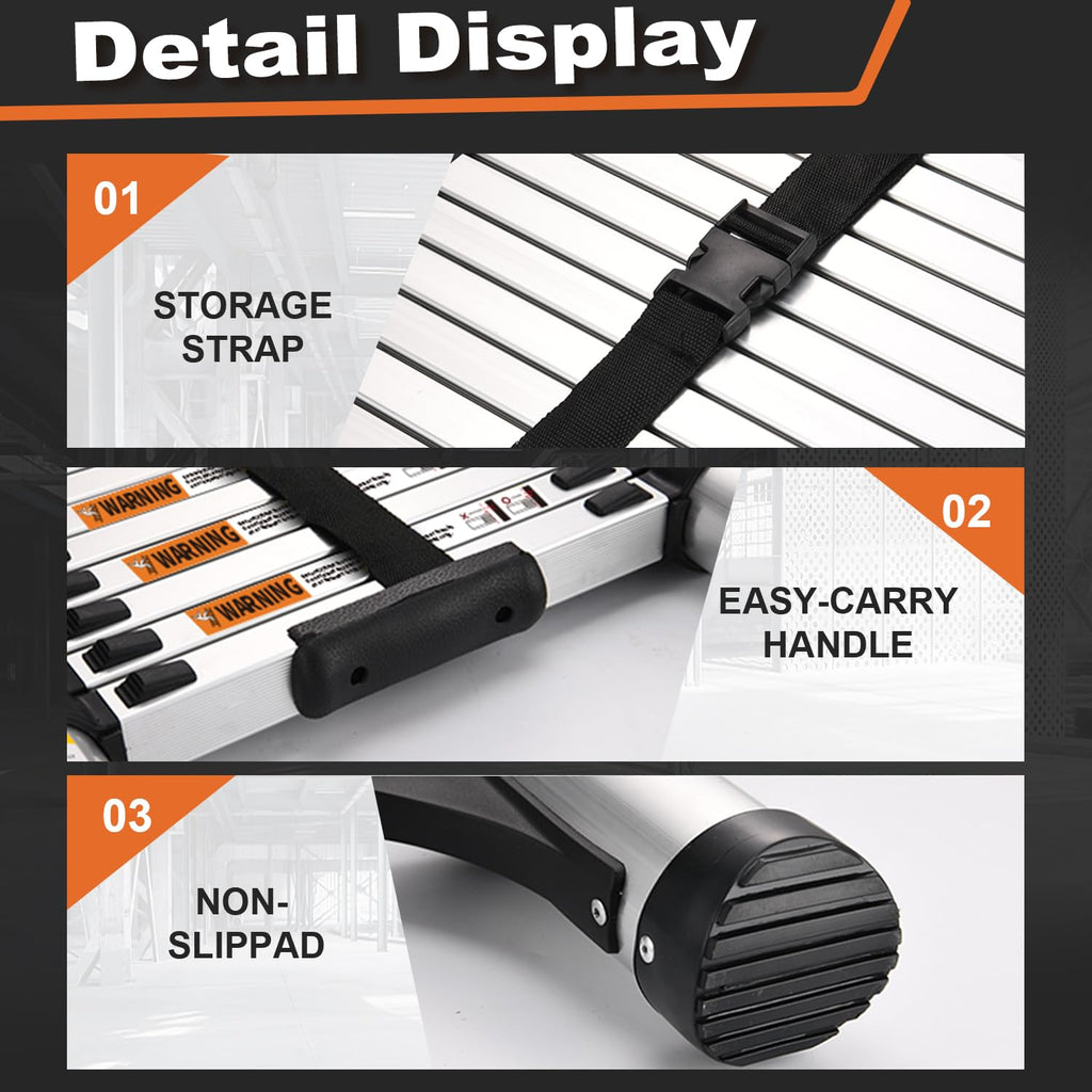 12.5 FT Aluminum Telescoping Ladder 330lbs Z787