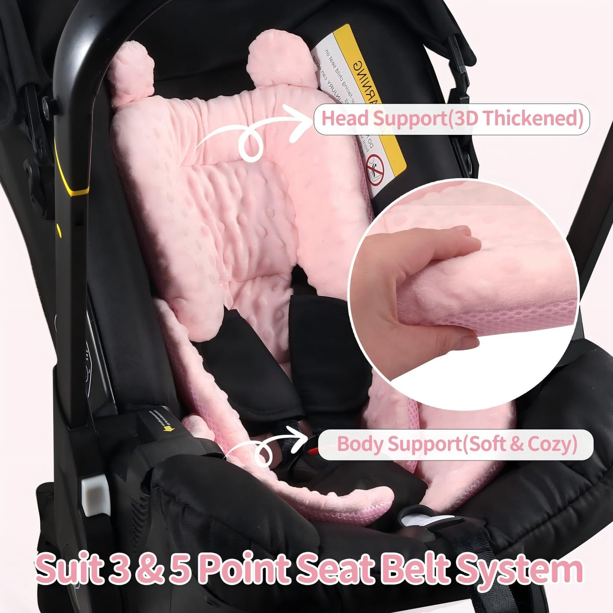 Reversible Carseat Head Body Support Newborn Pink R839026