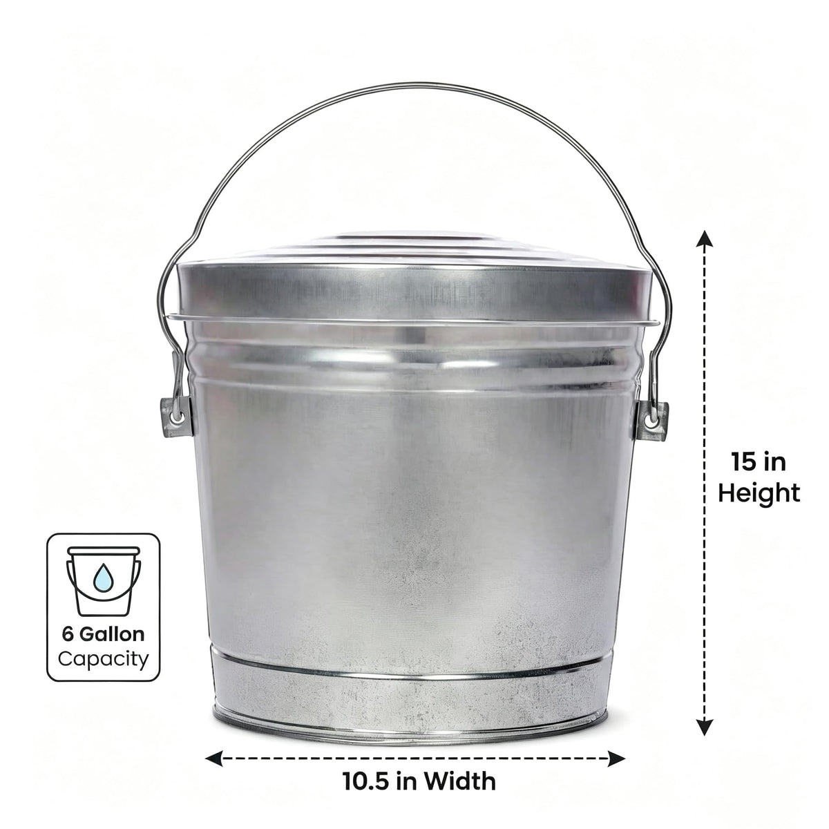 Galvanized Steel 6 Gallon Storage Can with Locking Lid C856