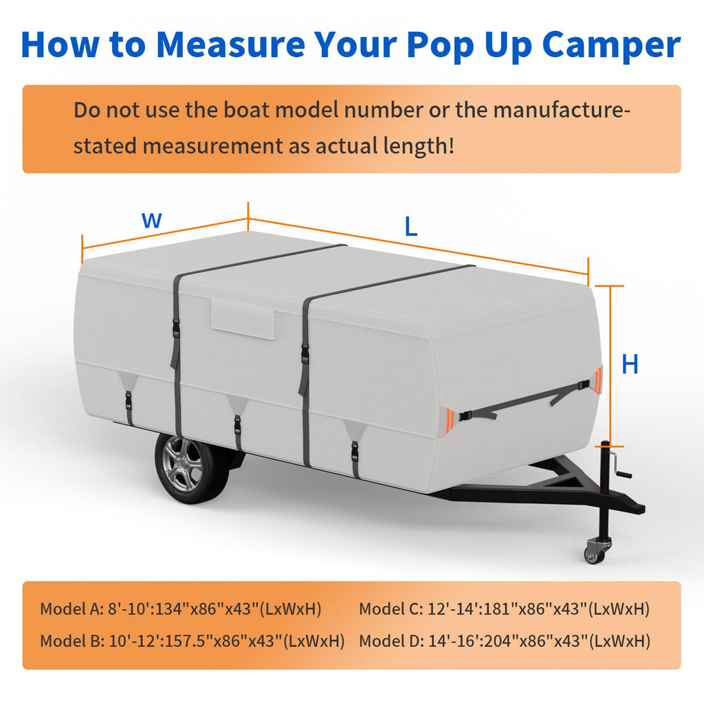 900D Oxford Waterproof Pop Up Camper Tent Trailer Cover, 14-16ft E854