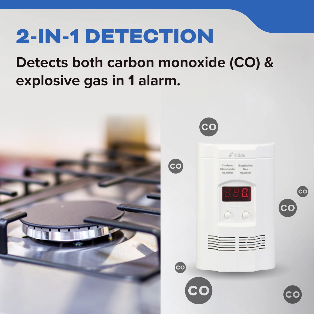 Carbon Monoxide & Explosive Gas Detector, Plug-in with Battery Backup H6087