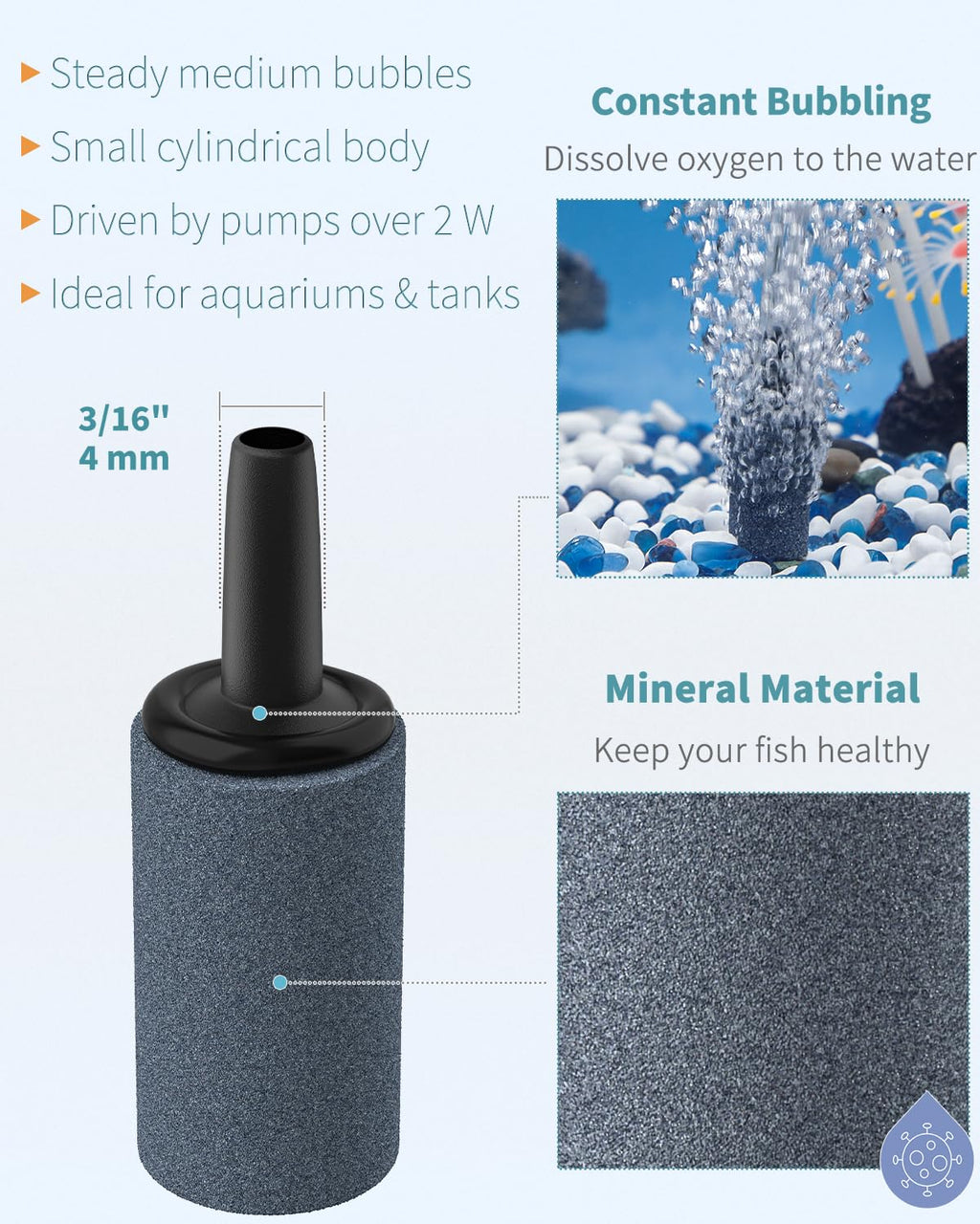 1 Inch Aquarium Air Stone 10 Pack J71202
