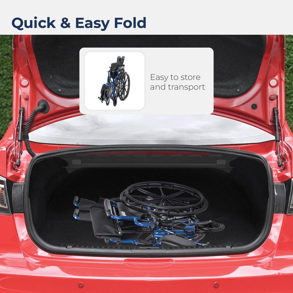 Blue Streak Foldable Wheelchair with Leg Rests O830127