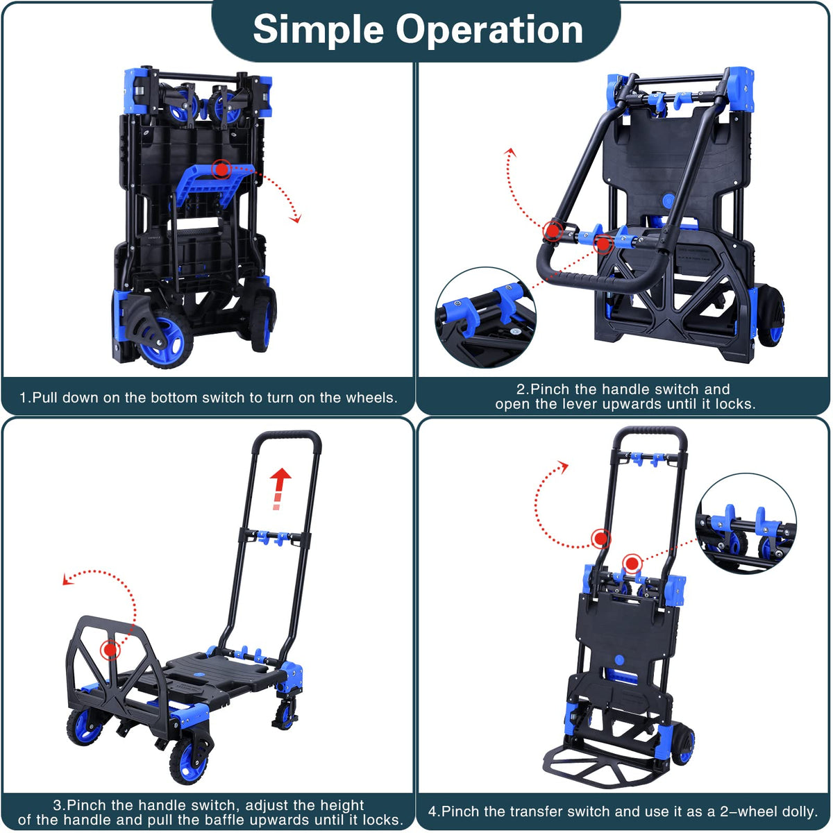 2-in-1 Foldable Hand Truck Dolly 330LB Capacity D683