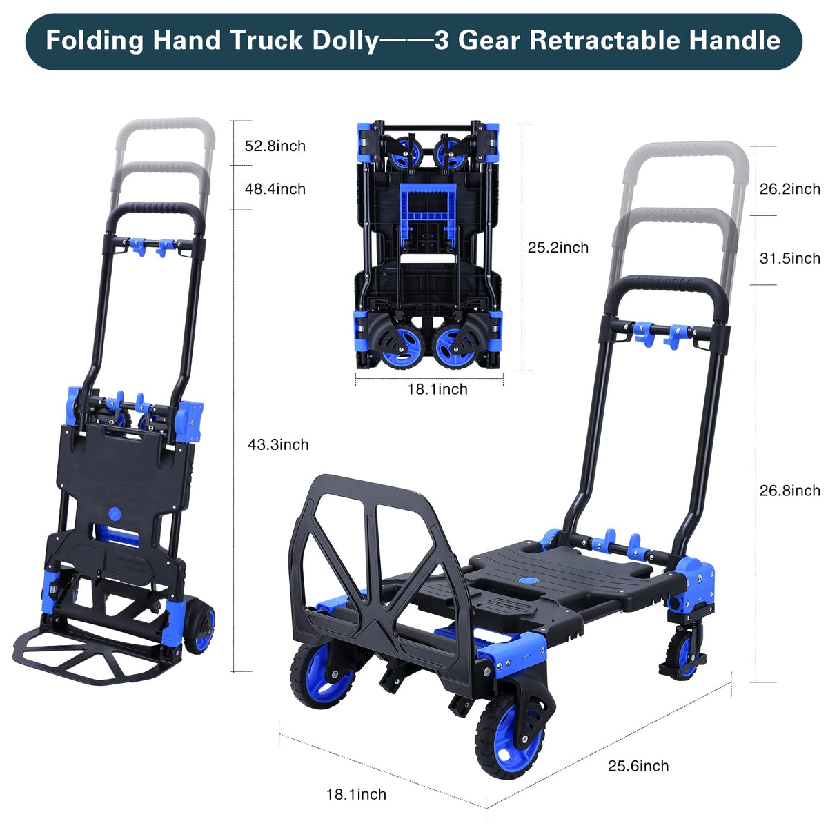2-in-1 Foldable Hand Truck Dolly 330LB Capacity D683
