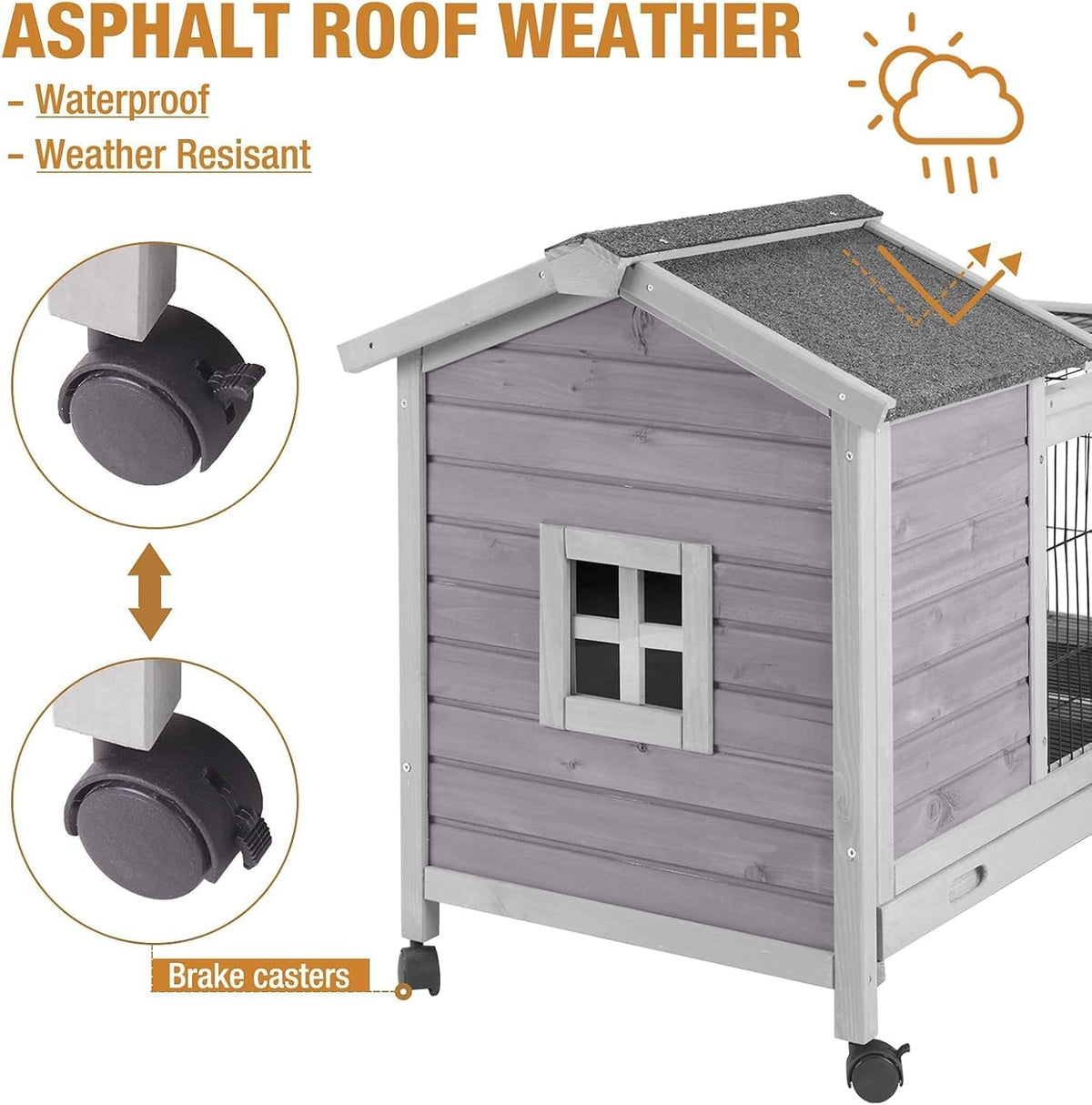 Wood Rabbit Hutch with Wire Mesh D460782