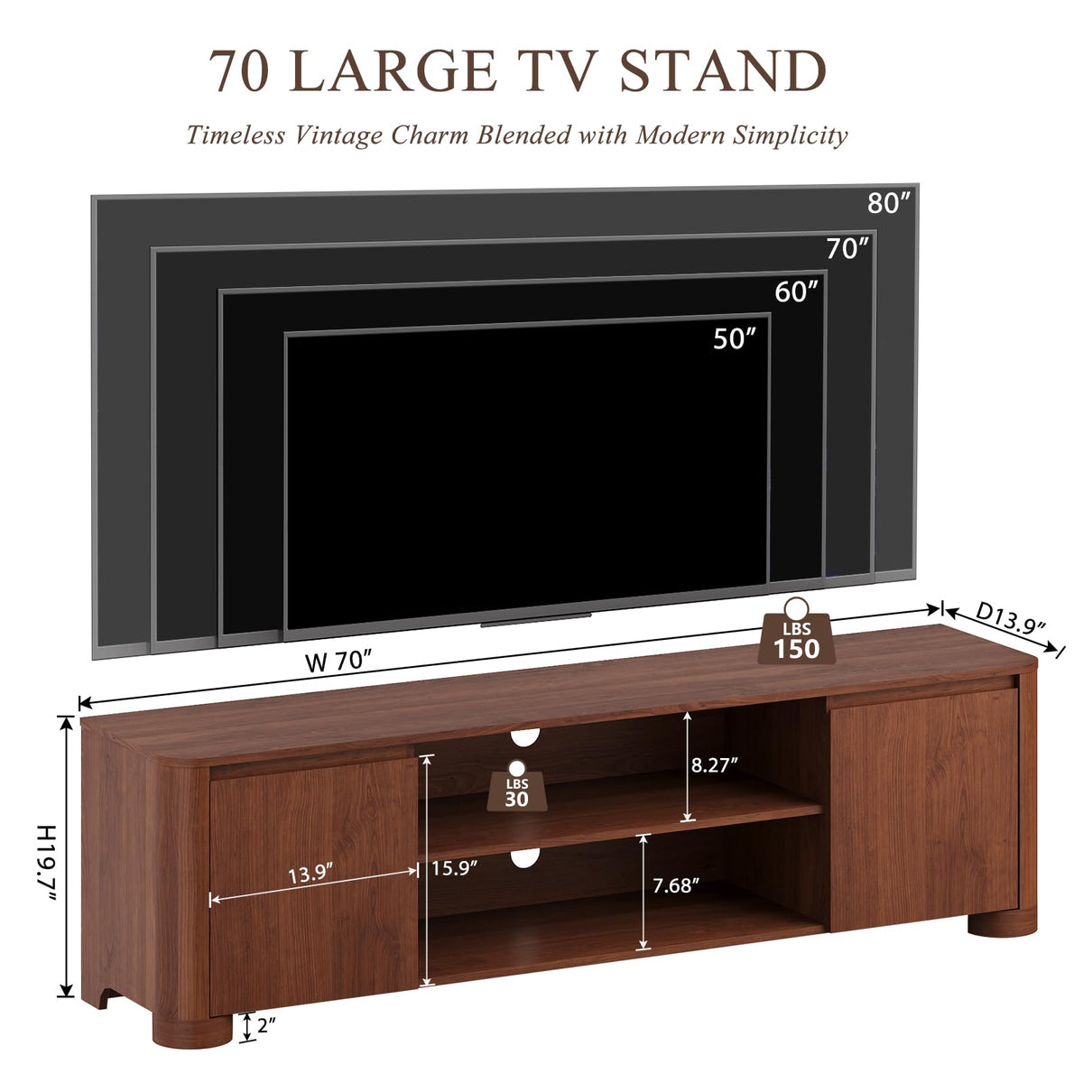 70" Walnut TV Stand X319107