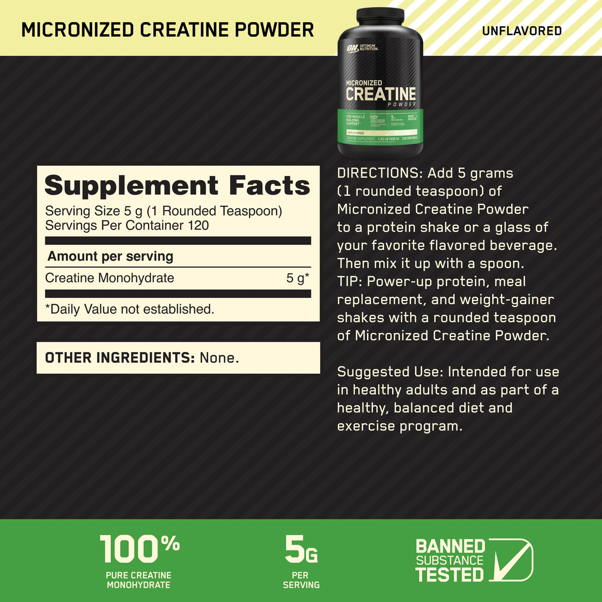 Double Rich Chocolate Whey Protein Powder with Unflavored Creatine Monohydrate V8699