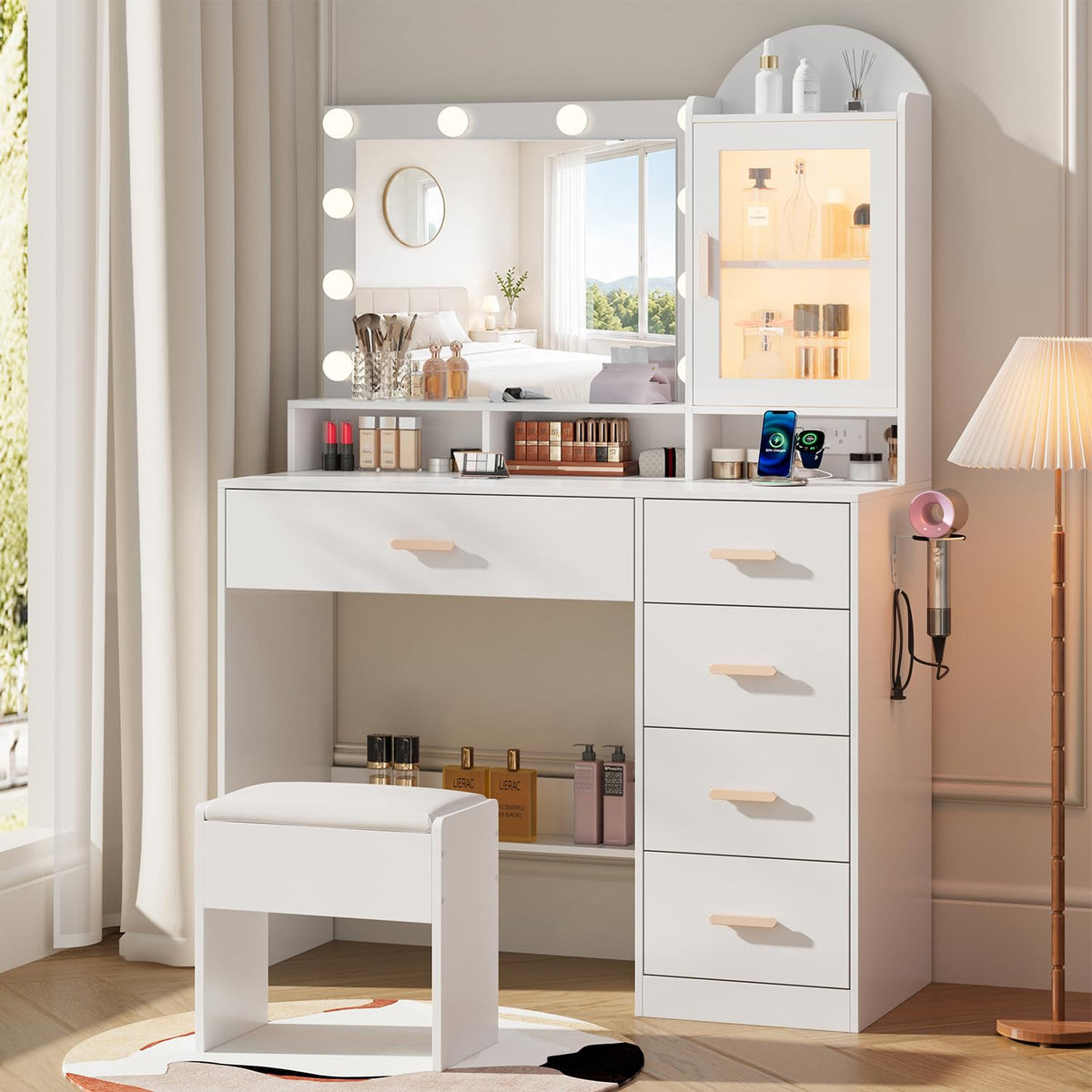 Vanity Desk with LED Lights and Mirror X282