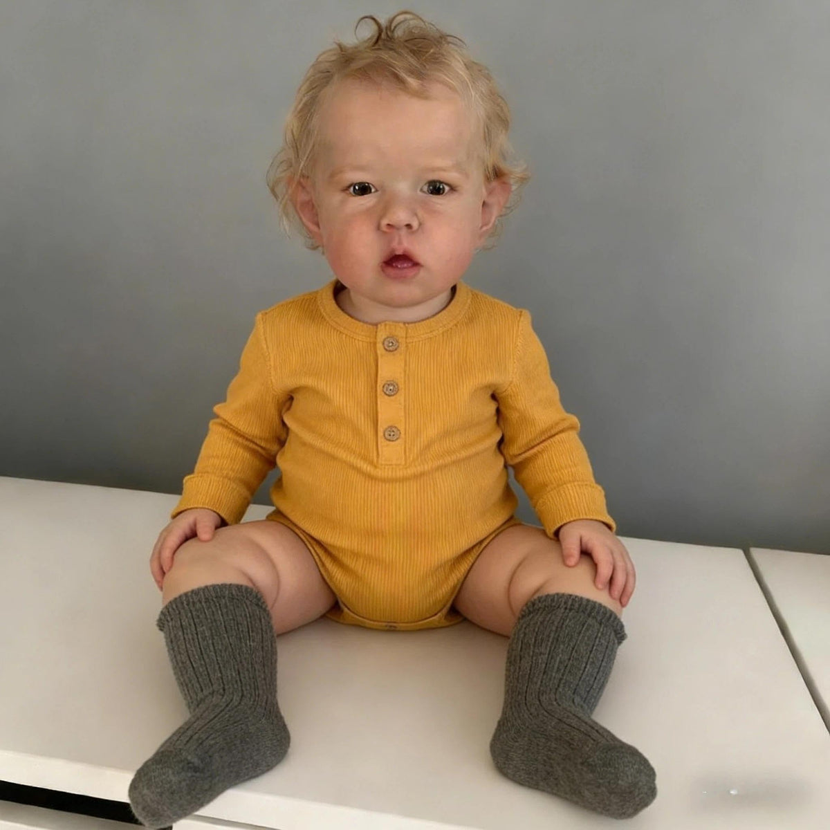 22" Realistic Baby Doll Boy Blonde Hair I682614