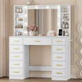 White Makeup Vanity with Mirror and Lights A762363