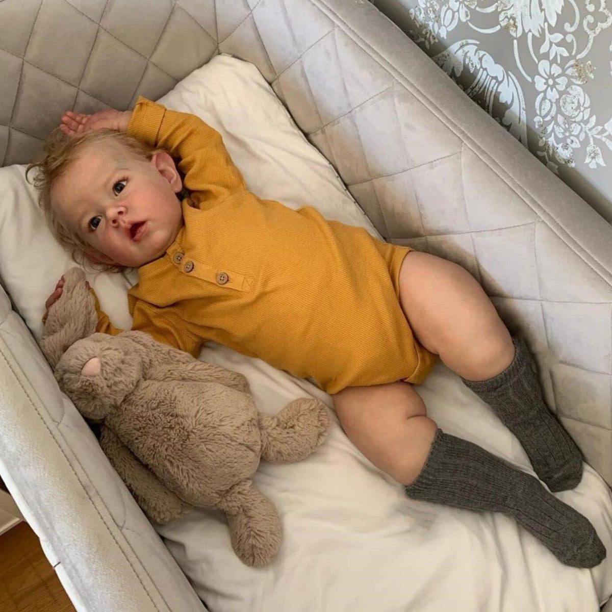 22" Realistic Baby Doll Boy Blonde Hair I682614