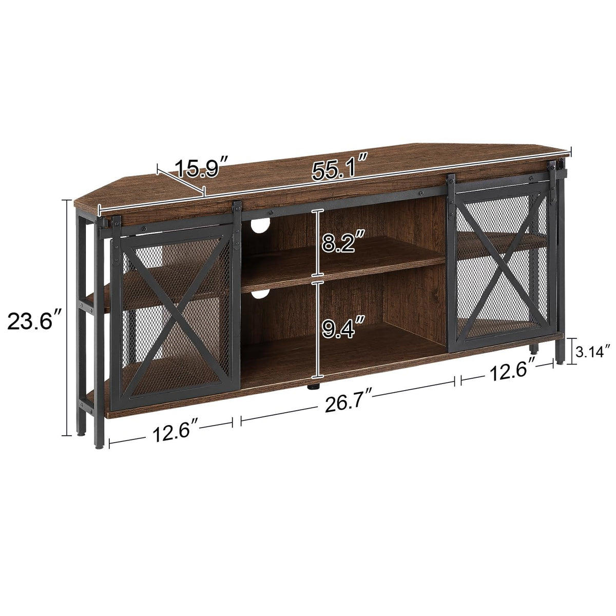 Brown Corner TV Stand with Storage J560315