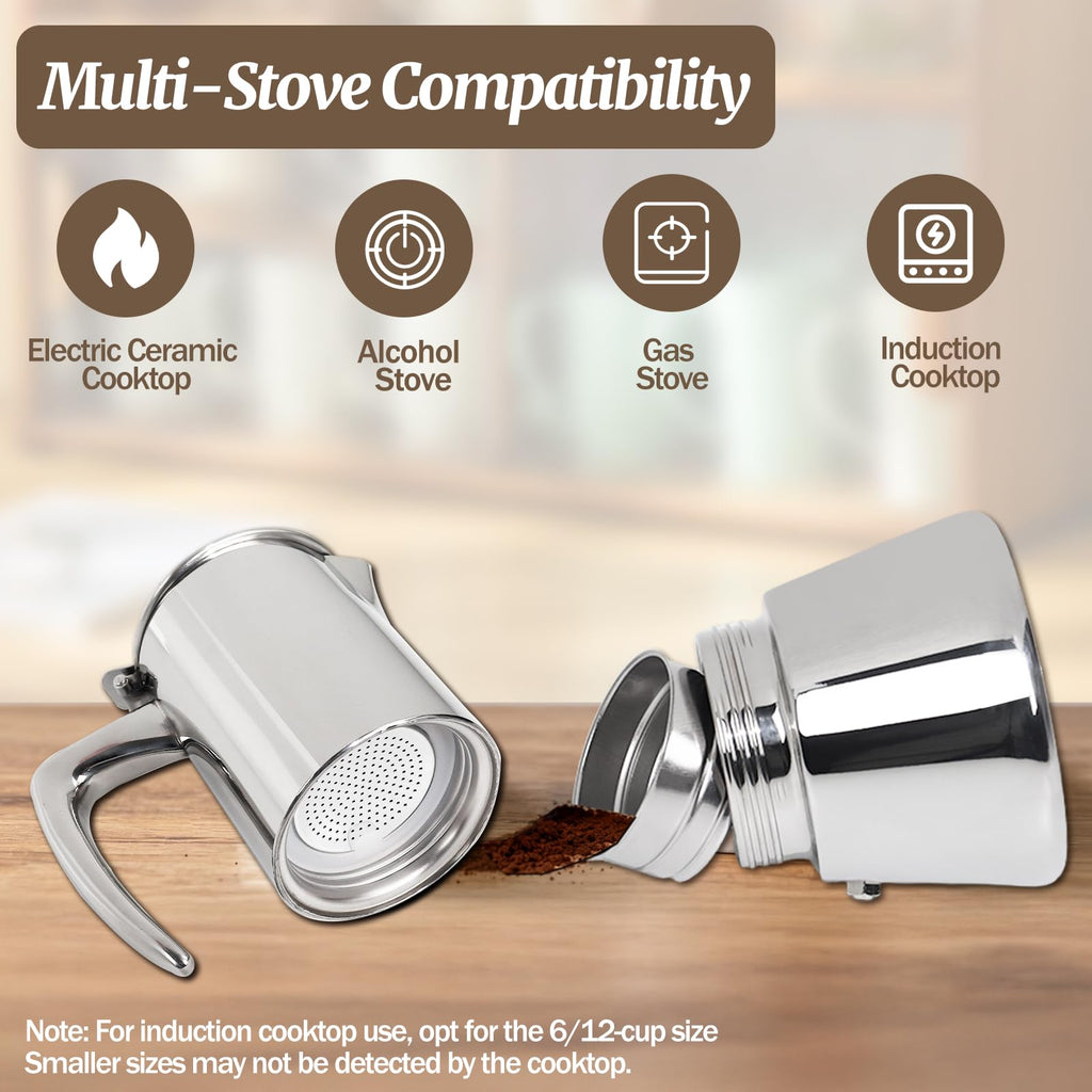 12 Cup 304 Stainless Steel Moka Pot R90237