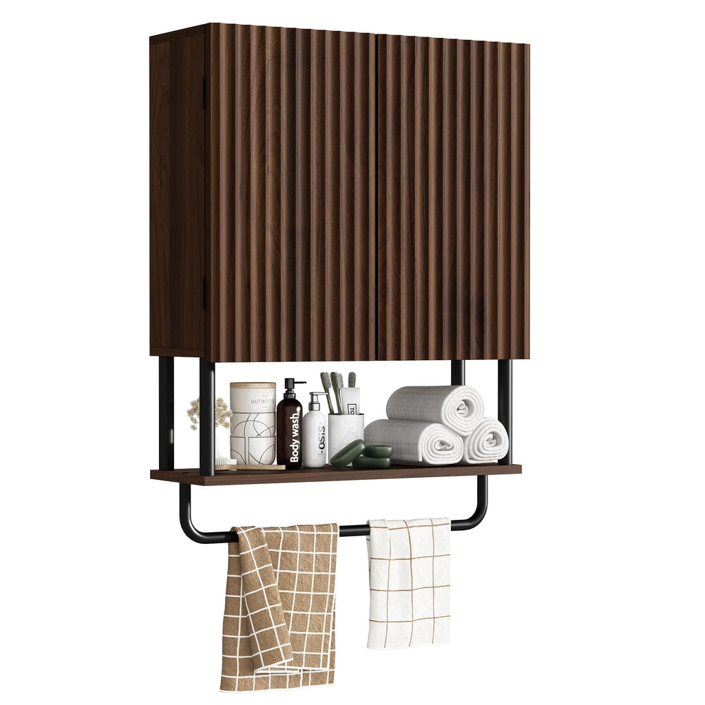 Fluted 2 Doors 3-Tier Bathroom Wall Cabinet G943169