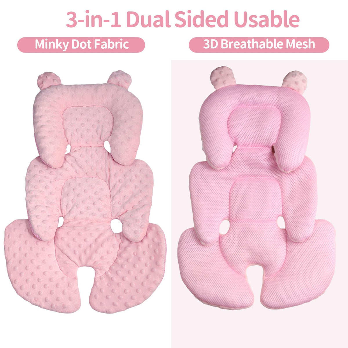 Reversible Carseat Head Body Support Newborn Pink R839026
