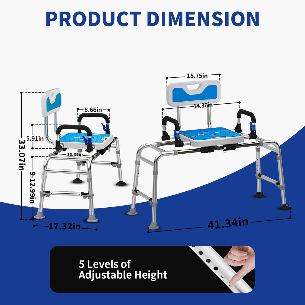 Sliding Shower Chair with Arms and Back I541