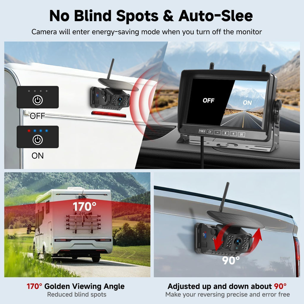 Dual Magnetic Wireless Backup Camera, 7” 1080P HD 4CH DVR Monitor O246678