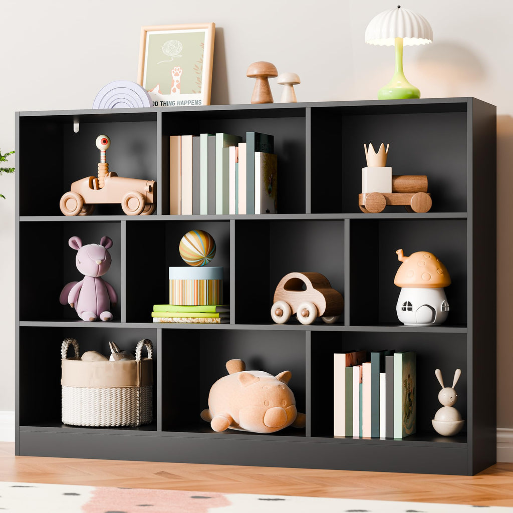 Black 3-Tier 10 Cube Storage Organizer Bookshelf Q809